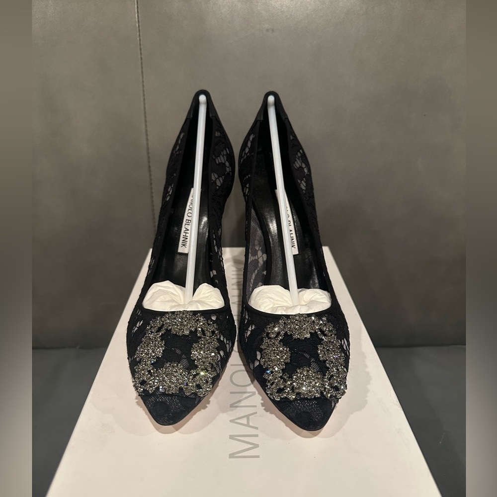 Manolo Blahnik size 38 Black Lace NEW